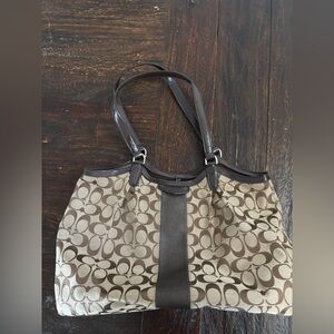 Coach Brown and Tan Shoulder Bag